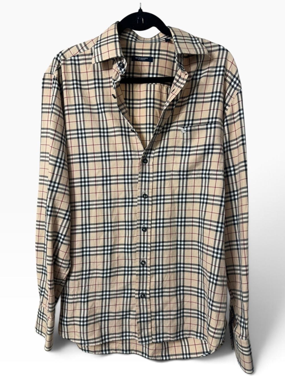 Burberry Tan Black Plaid Button-Down Shirt - Men's Classic Check size 39/M